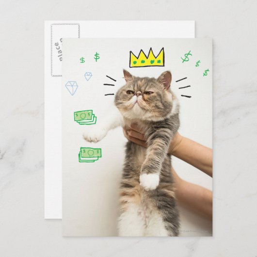 Rich King Cat Postkarte (Vorne/Hinten)