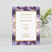 RICH LILA LILAC WEISSER BLUMENSTIL GEBURTSTAG EINLADUNG (Stehend Vorderseite)