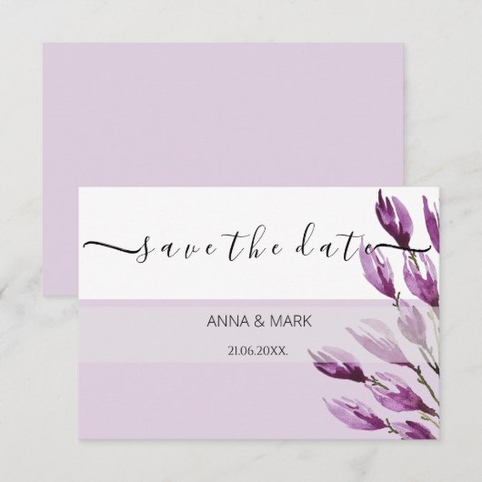 Rich Magnolia Pastel Lila Violett Handgemalt (Vorne/Hinten)