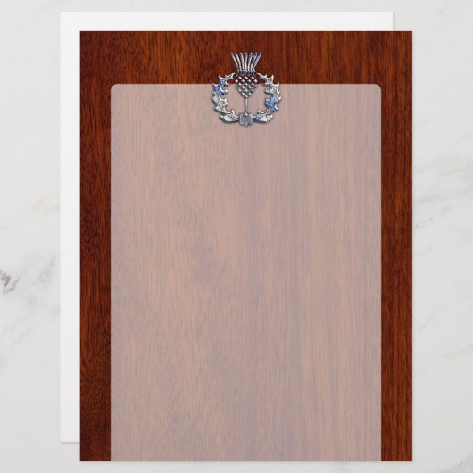 Rich Mahogany Wood Scottish Thistle Print (Vorne/Hinten)