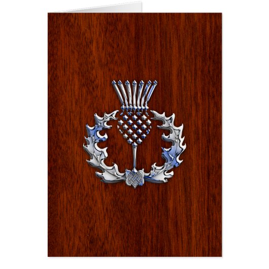Rich Mahogany Wood Scottish Thistle Print (Vorne)
