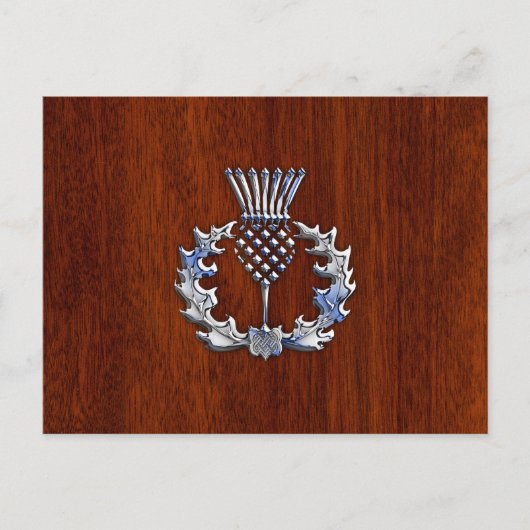 Rich Mahogany Wood Scottish Thistle Print Postkarte (Vorderseite)