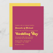 Rich Maroon und Mustard Retro Typografy Wedding Einladung (Vorne/Hinten)