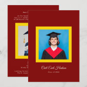 Rich Maroon Yellow High School Photo Grad Ankündigung (Vorne/Hinten)