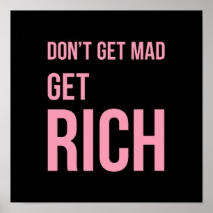 Rich Money Quotes Poster Pink Black