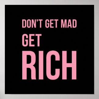 Rich Money Quotes Poster Pink Black