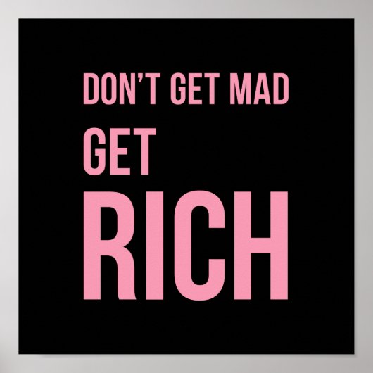 Rich Money Quotes Poster Pink Black (Vorne)