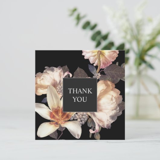 Rich Moody Floral Elegant Square Vielen Dank Dankeskarte (Stehend Vorderseite)