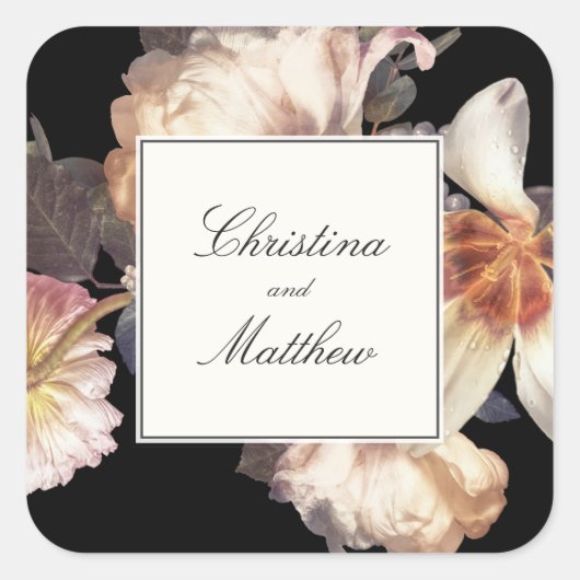 Rich Moody Floral Gastgeschenk Hochzeit Sticker mi (Vorderseite)