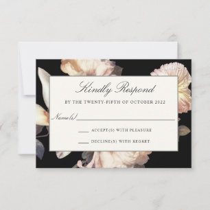 Rich Moody Floral Wedding RSVP Karte