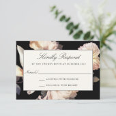 Rich Moody Floral Wedding RSVP Karte (Stehend Vorderseite)