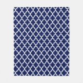 Rich Navy Blue and White Quatrefoil Pattern Fleecedecke (Vorderseite)