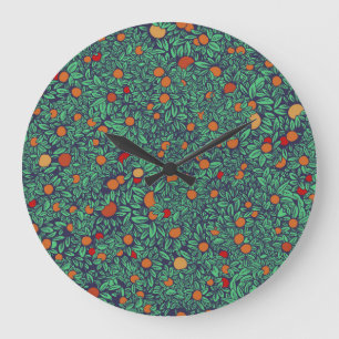 Rich Orchard: Vintage Baum Muster. Große Wanduhr