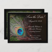 Rich Peacock Feather Green Moss Save the Date Card Ankündigungspostkarte (Vorne/Hinten)
