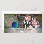 Rich Peacock Feather mit grünem Moss Save The Date (Vorne/Hinten)