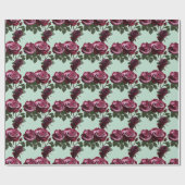 Rich Purple And Deep Red Roses On A Mint Green Geschenkpapier (Flach)