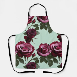 Rich Purple And Deep Red Roses On A Mint Green Schürze