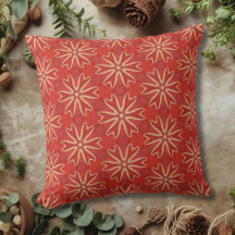 Rich Red and Cream Floral Mandala Accent Pillow