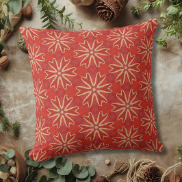 Rich Red and Cream Floral Mandala Accent Pillow Kissen