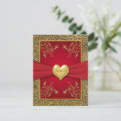 Rich Red and Gold RSVP Card (Stehend Vorderseite)