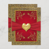 Rich Red and Gold RSVP Card (Vorne/Hinten)