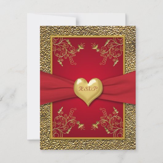 Rich Red and Gold RSVP Card Karte (Vorderseite)