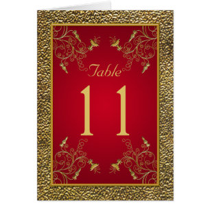 Rich Red and Gold Tischnummer Card