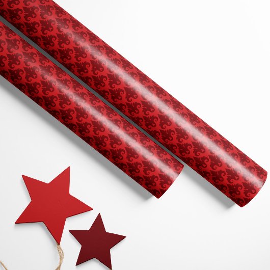 Rich Red Damask Geschenkpapier