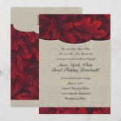 Rich Red Fabric Blätter & Linen Wedding Einladung (Vorne/Hinten)