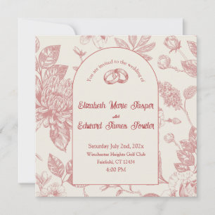 Rich Red French Floral Toile