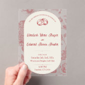 Rich Red French Floral Toile Acryleinladungen (Insitu (Handheld))