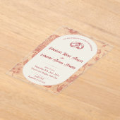 Rich Red French Floral Toile Acryleinladungen (Ablage )