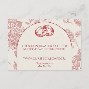 Rich Red French Floral Toile Begleitkarte