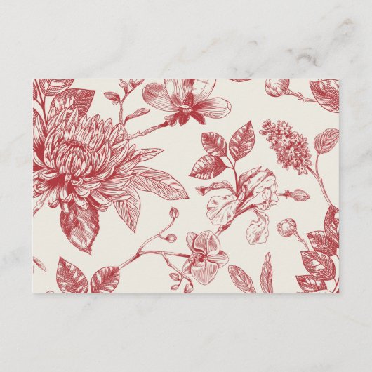 Rich Red French Floral Toile Begleitkarte (Rückseite)