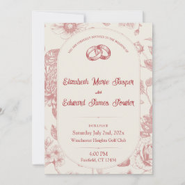 Rich Red French Floral Toile Einladung