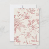 Rich Red French Floral Toile floral Enclosure Card RSVP Karte (Rückseite)