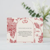 Rich Red French Floral Toile floral Enclosure Card RSVP Karte (Stehend Vorderseite)