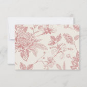 Rich Red French Floral Toile floral Enclosure Card RSVP Karte (Rückseite)