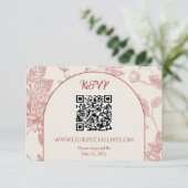 Rich Red French Floral Toile RSVP Karte (Stehend Vorderseite)