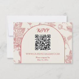 Rich Red French Floral Toile RSVP Karte