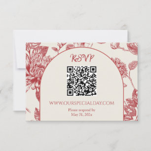 Rich Red French Floral Toile RSVP Karte