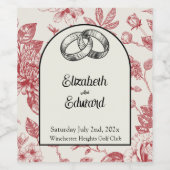 Rich Red French Floral Toile Weinetikett (Einzelnes Label)