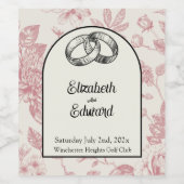 Rich Red French Floral Toile Weinetikett (Einzelnes Label)