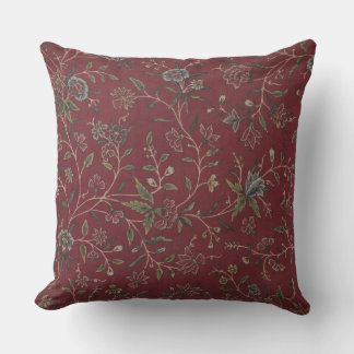 Rich Red Indian Floral Throw Kissen