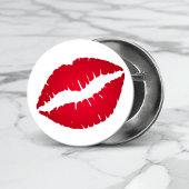 Rich Red Lipstick Kiss Print Button