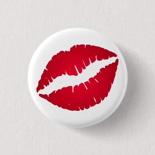 Rich Red Lipstick Kiss Print Button (Vorderseite)