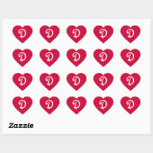 Rich Red Mit Monogramm Heart Sticker (Blatt)