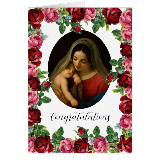 Rich Red Pink Roses Katholische Segnungen New Baby (Vorne)