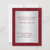 Rich Red Silver Heart Repcard RSVP Karte (Rückseite)