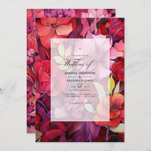 Rich Reds Blumenwinters Wedding Einladung (Vorne/Hinten)